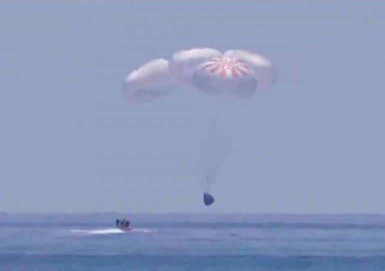 SpaceX return: Trump, Nasa and astronauts celebrate as Crew Dragon successfully completes splashdown on Earth