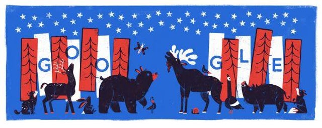 Google Doodle celebrating Fourth of July