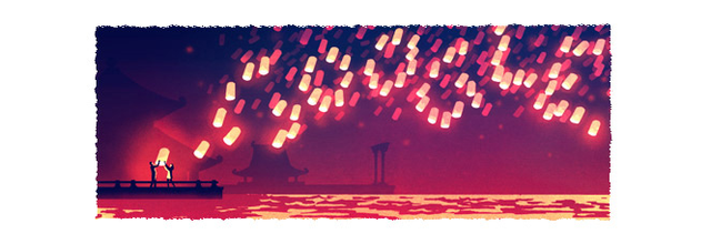 Google celebrates the last day of the Chinese New Year celebrations with a doodle of the Lantern Festival