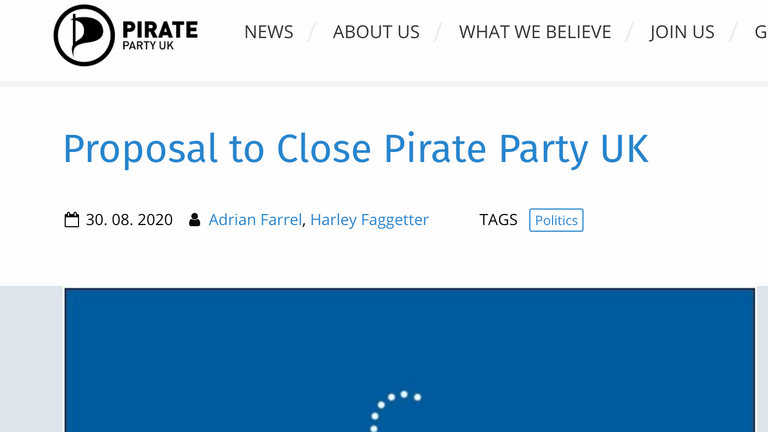 Pirate Party UK's leadership proposed closing it down