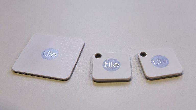 Tile bluetooth trackers are seen during CES 2018 in Las Vegas on January 10, 2018. Tile is now Amazon Alexa and Google Home compatible. / AFP PHOTO / MANDEL NGAN (Photo credit should read MANDEL NGAN/AFP via Getty Images) 