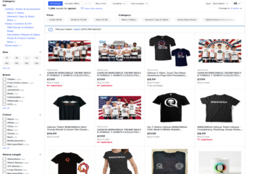 Qanon products including neck warmers and earrings available on eBay as conspiracy theory spreads