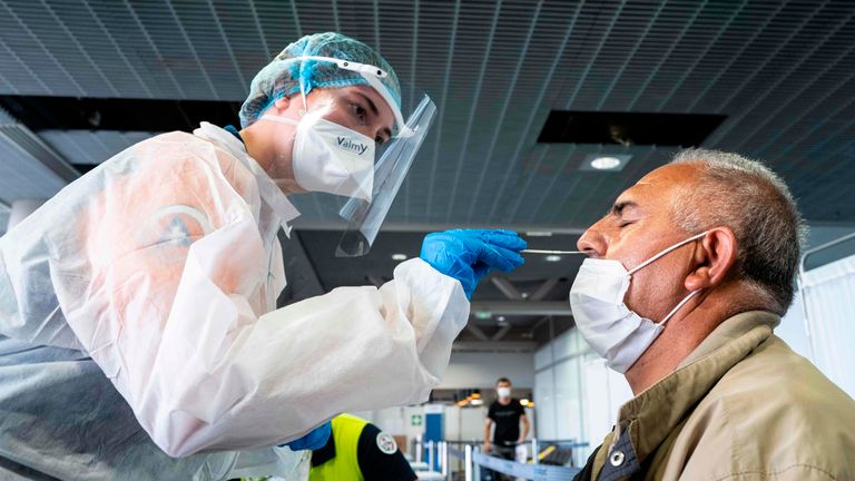 Coronavirus testing at the Basel Mulhouse EuroAirport in Saint Louis, eastern France